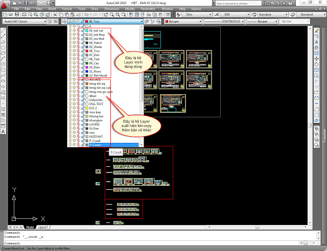 Lệnh Chuyển Layer Bản Vẽ Về Một Hệ Duy Nhất