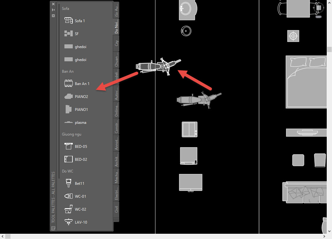 Thư Viện Block và Bảng Tool Palettes - iSo Bản Vẽ